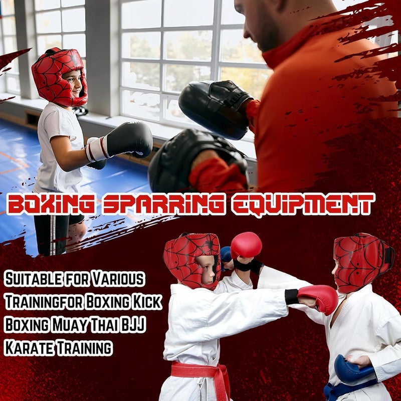 Arrowbash Kids Boxing Headgear Adjustable Leather Headgear for Youth Teens Boys Girls Age 3 to 14 Wrestling Sparring Kickboxing Muay Thai BJJ Karate Training - Image 3